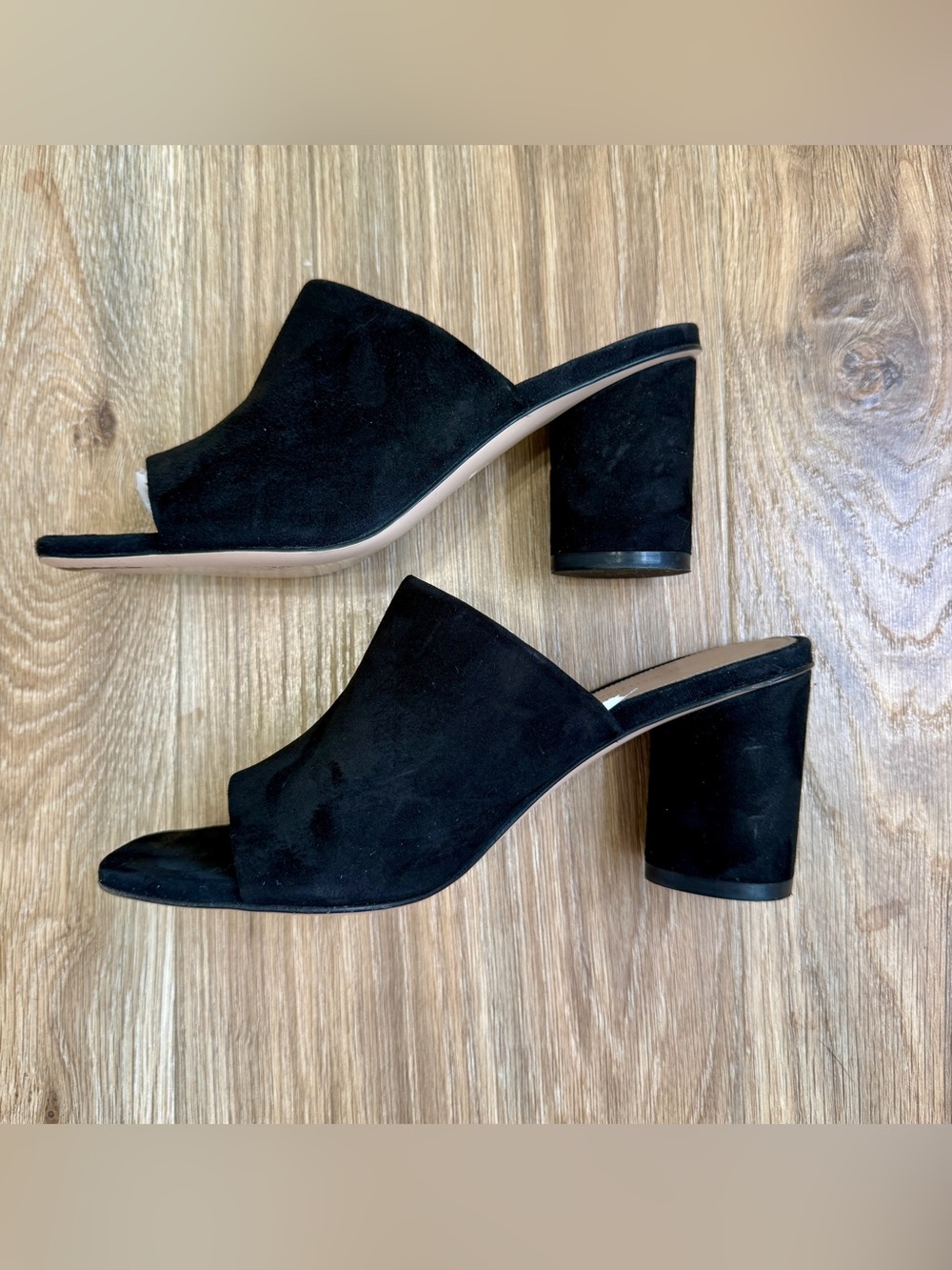 Stuart Weitzman Black Suede Block Heel Slide Sandals Size 7M - Picture 6 of 9